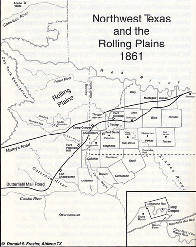 Map of Northwest Texas and the Rolling Plains 1861