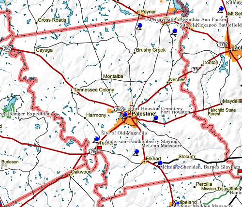 Map of Anderson County Historic Sites