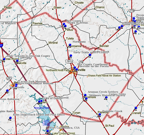 Map of Bee County Historic Sites