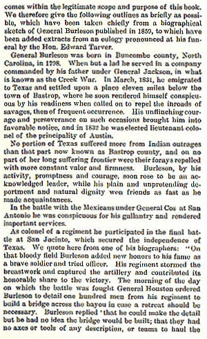 Sketch of the Life of General Edward Burleson story from the book Indian Depredations in Texas by J. W. Wilbarger