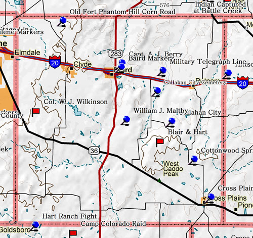 Map of Callahan County Historic Sites
