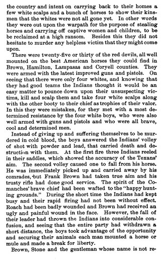 Cedar Gap Raid story from the book Indian Depredations in Texas by J. W. Wilbarger