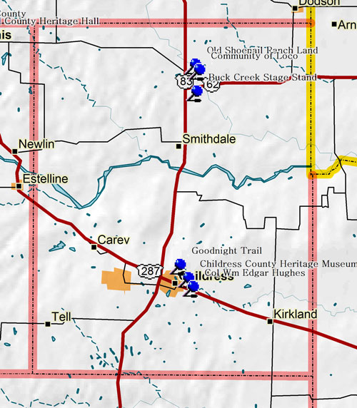 Map of Childress County Historic Sites
