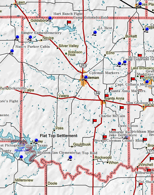 Map of Coleman County Historic Sites