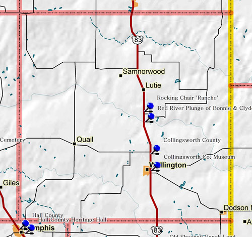 Map of Collingsworth County Historic Sites