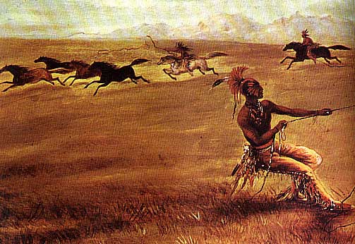 Picture of Comanche with Wild Horses
