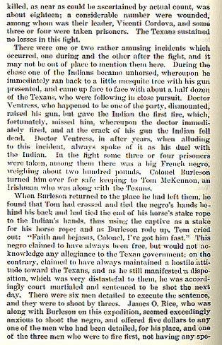 Cordova Fight story from the book Indian Depredations in Texas by J. W. Wilbarger