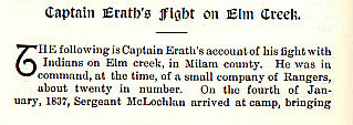 Captain Erath's Fight on Elm Creek story from the book Indian Depredations in Texas by J. W. Wilbarger