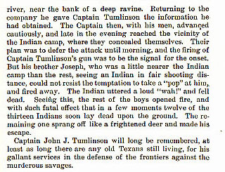 Captain Tumlinson story from the book Indian Depredations in Texas by J. W. Wilbarger