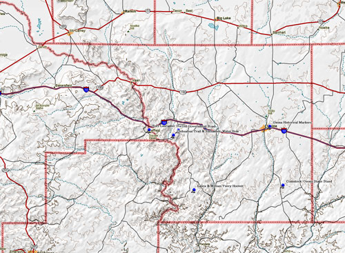 Map of Crockett County Historic Sites
