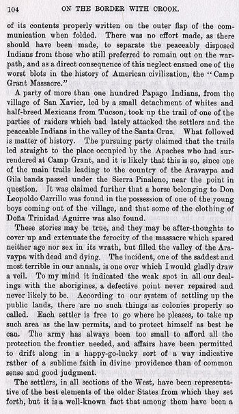 Fort Grant Story from the book On the Border with Crook