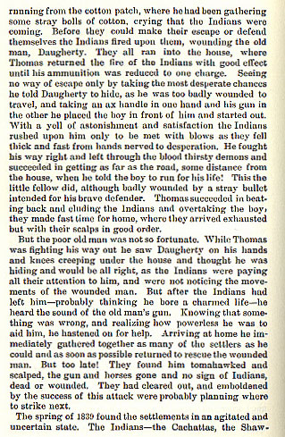 Murder of Daugherty - Flight of the Settlers story from the book Indian Depredations in Texas by J. W. Wilbarger