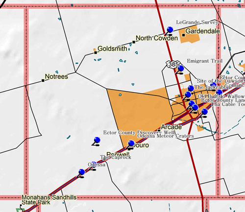 Map of Ector County Historic Sites