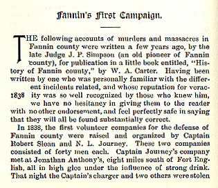 Fannin's First Campaign