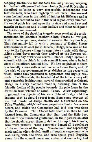 The Fate of Judge Martin story from the book Indian Depredations in Texas by J. W. Wilbarger