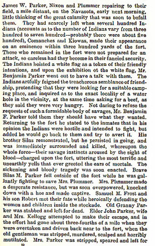 Parker Fort Massacre story from the book Indian Depredations in Texas by J. W. Wilbarger