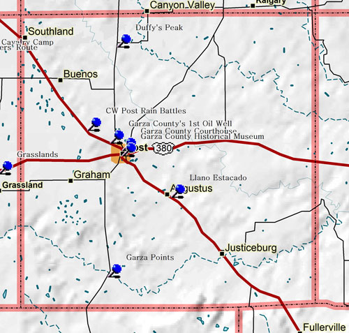 Map of Garza County Historic Sites