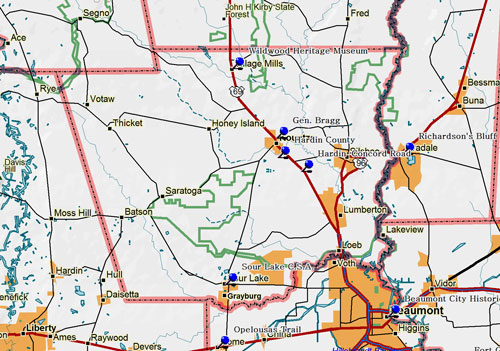 Map of Hardin County Historic Sites