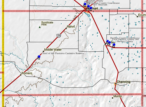 Map of Hartley County Historic Sites