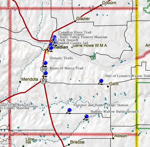 Map of Hemphill County Historic Sites