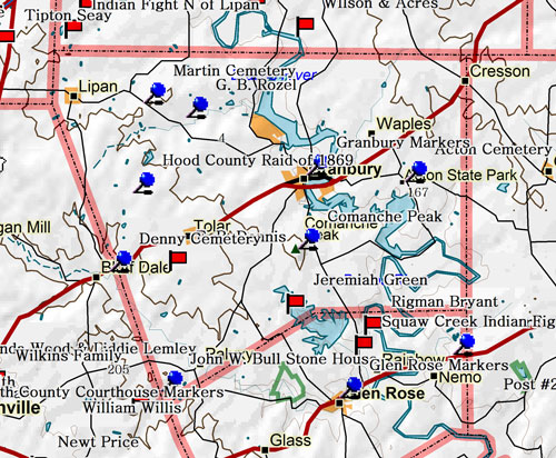 Map of Hood County Historic Sites