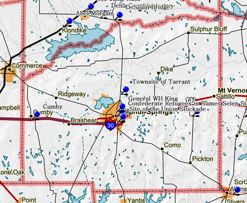 Map of Hopkins County Historic Sites