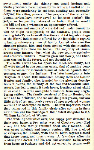 Murder of Doctor Hunter's Wife and Daughter and Abducting Another Daughter story from the book Indian Depredations in Texas by J. W. Wilbarger