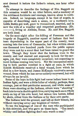 Attack of Baggett's House story from the book Indian Depredations in Texas by J. W. Wilbarger