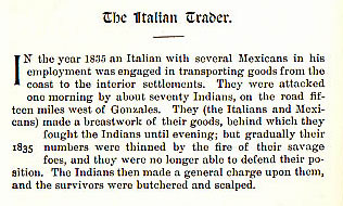 The Italian Trader story from the book Indian Depredations in Texas by J. W. Wilbarger