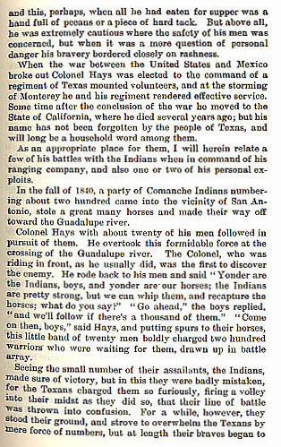 Colonel Jack Hays story from the book Indian Depredations in Texas by J. W. Wilbarger