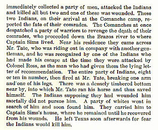 James Tate story from the book Indian Depredations in Texas by J. W. Wilbarger