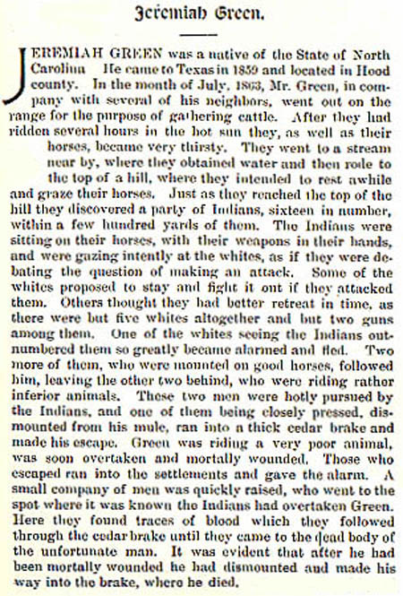 Jeremiah Green story by Wilbarger