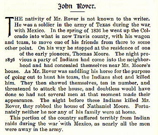 John Rover story from the book Indian Depredations in Texas by J. W. Wilbarger