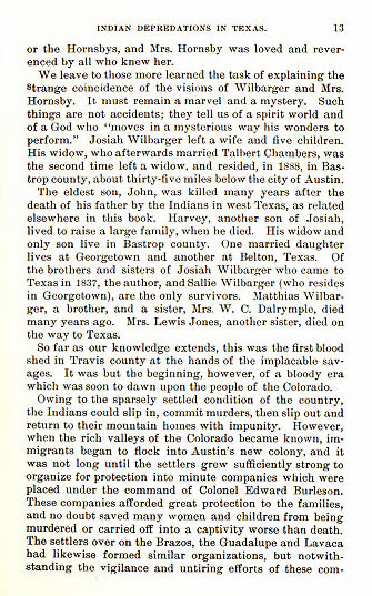 Josiah Wilbarger story from the book Indian Depredations in Texas by J. W. Wilbarger
