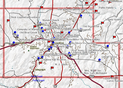 Map of Kimble County Historic Sites