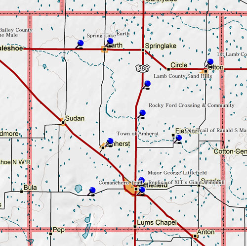 Map of Lamb County Historic Sites