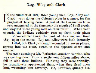 Loy, Alley and Clark story from the book Indian Depredations in Texas by J. W. Wilbarger