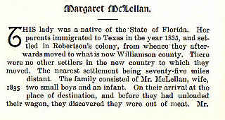 Margaret McLellan story from the book Indian Depredations in Texas by J. W. Wilbarger