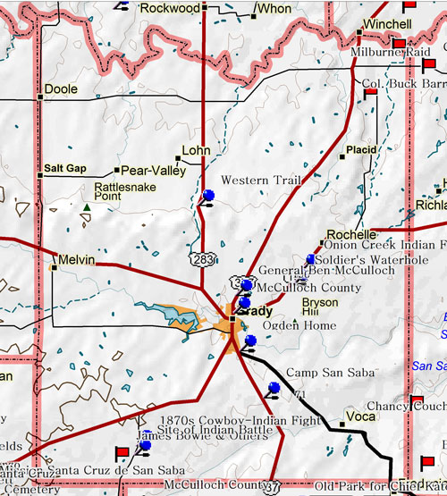 Map of McCulloch County Historic Sites