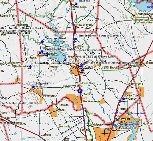 Map of Montgomery County Historic Sites