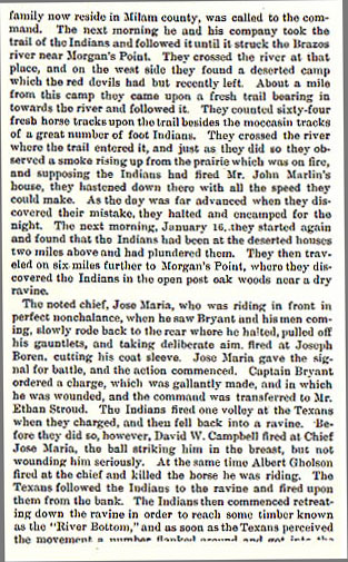 The Morgan Massacre and Bryant's Defeat story from the book Indian Depredations in Texas by J. W. Wilbarger