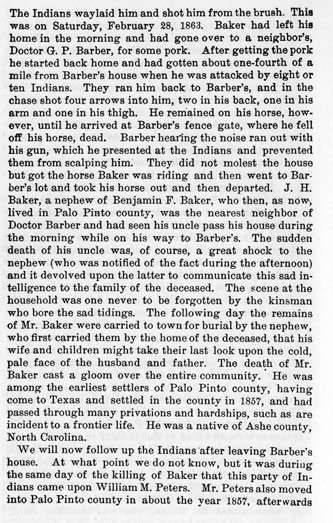 Murders in Palo Pinto County story from the book Indian Depredations in Texas by J. W. Wilbarger