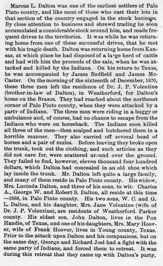 Murders in Palo Pinto County story from the book Indian Depredations in Texas by J. W. Wilbarger