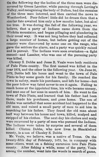 Murders in Palo Pinto County story from the book Indian Depredations in Texas by J. W. Wilbarger