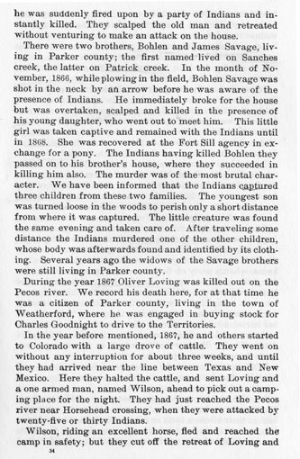 Murders in Parker County - 1863 - 1873 story from the book Indian Depredations in Texas by J. W. Wilbarger