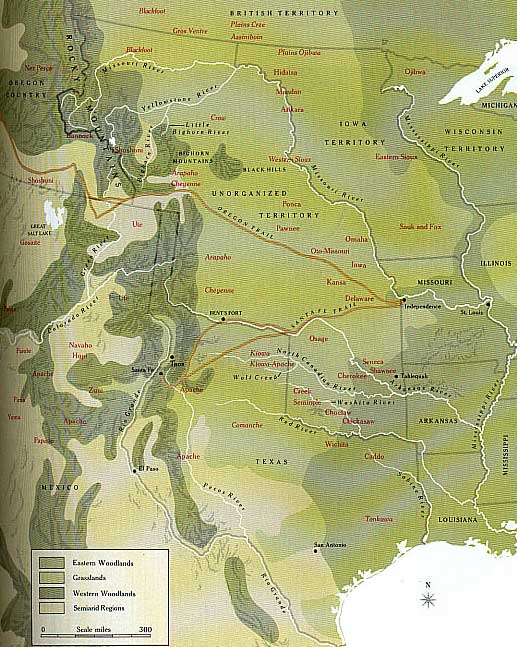 Map of 1840 Plains Tribes