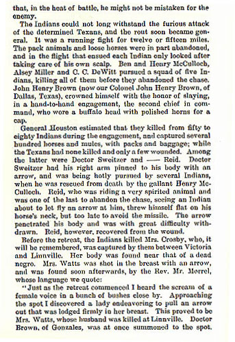 The Battle of Plum Creek story from the book Indian Depredations by J.W. Wilbarger