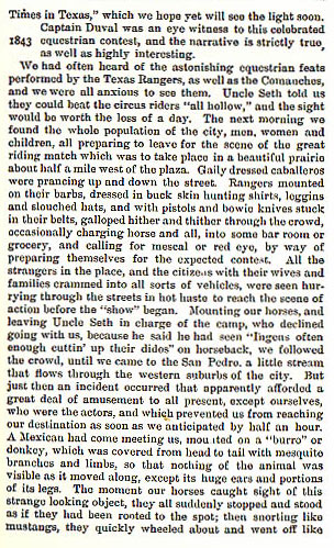 Riding Match between Rangers and Comanches story from the book Indian Depredations in Texas by J. W. Wilbarger