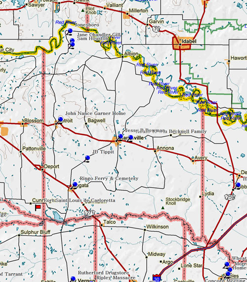 Map of Red River County