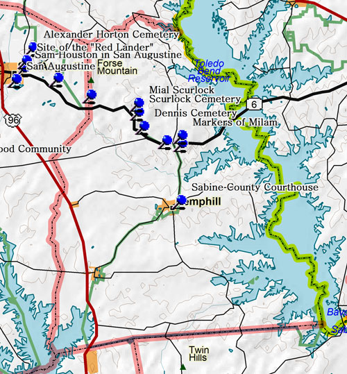 Map of Sabine County